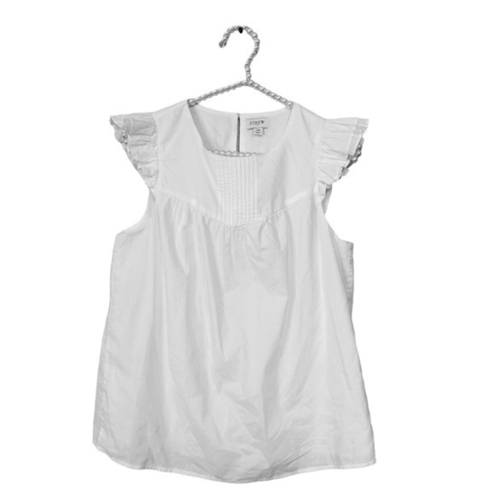 J.Crew Ruffle Sleeves White Short Sleeve‎ Top  XS